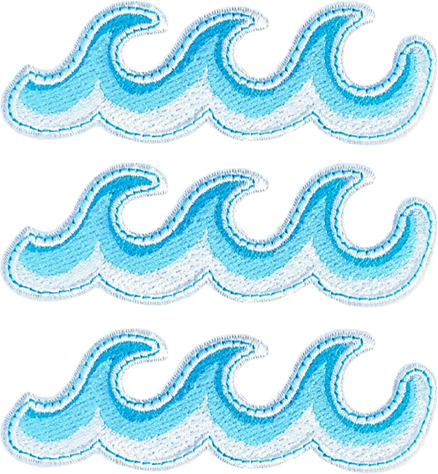 10 Pieces Ocean Wave Embroidered Patches Blue Sea Wave Iron on Patch Applique Repair Patch for Cl... | Amazon (US)