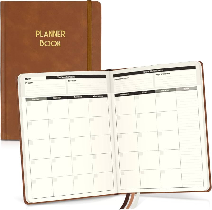Dunwell Undated Planner Hardcover – (6x8.25”) Blank Planner Notebook, Faux Leather Cover, Age... | Amazon (US)