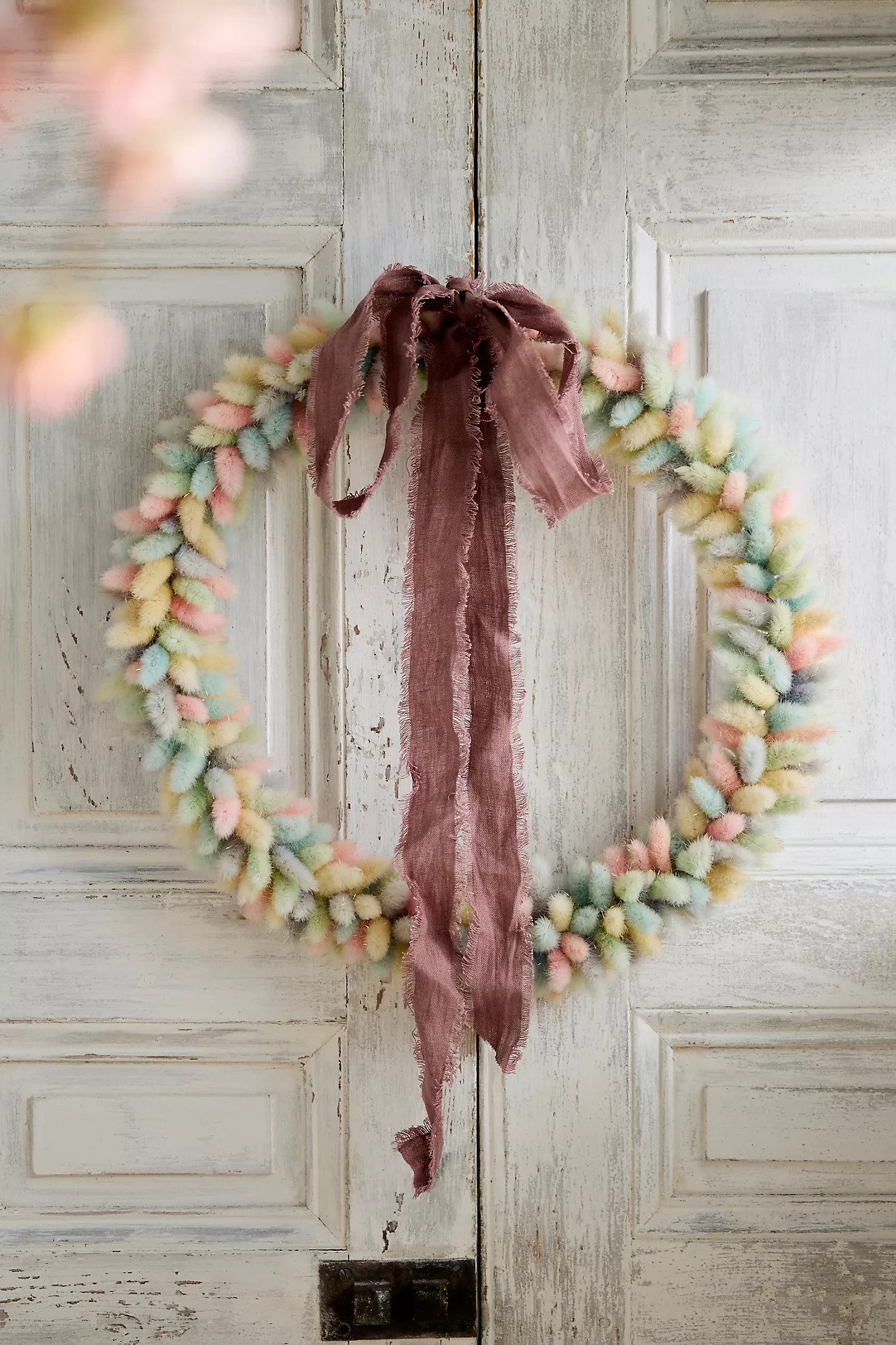 Dried Bunny Tails Wreath, Large | Anthropologie (US)