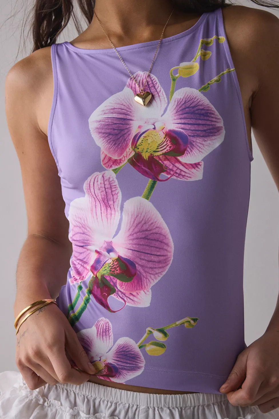 UO Mercedes Orchid Graphic Boatneck Tank Top | Urban Outfitters (US and RoW)