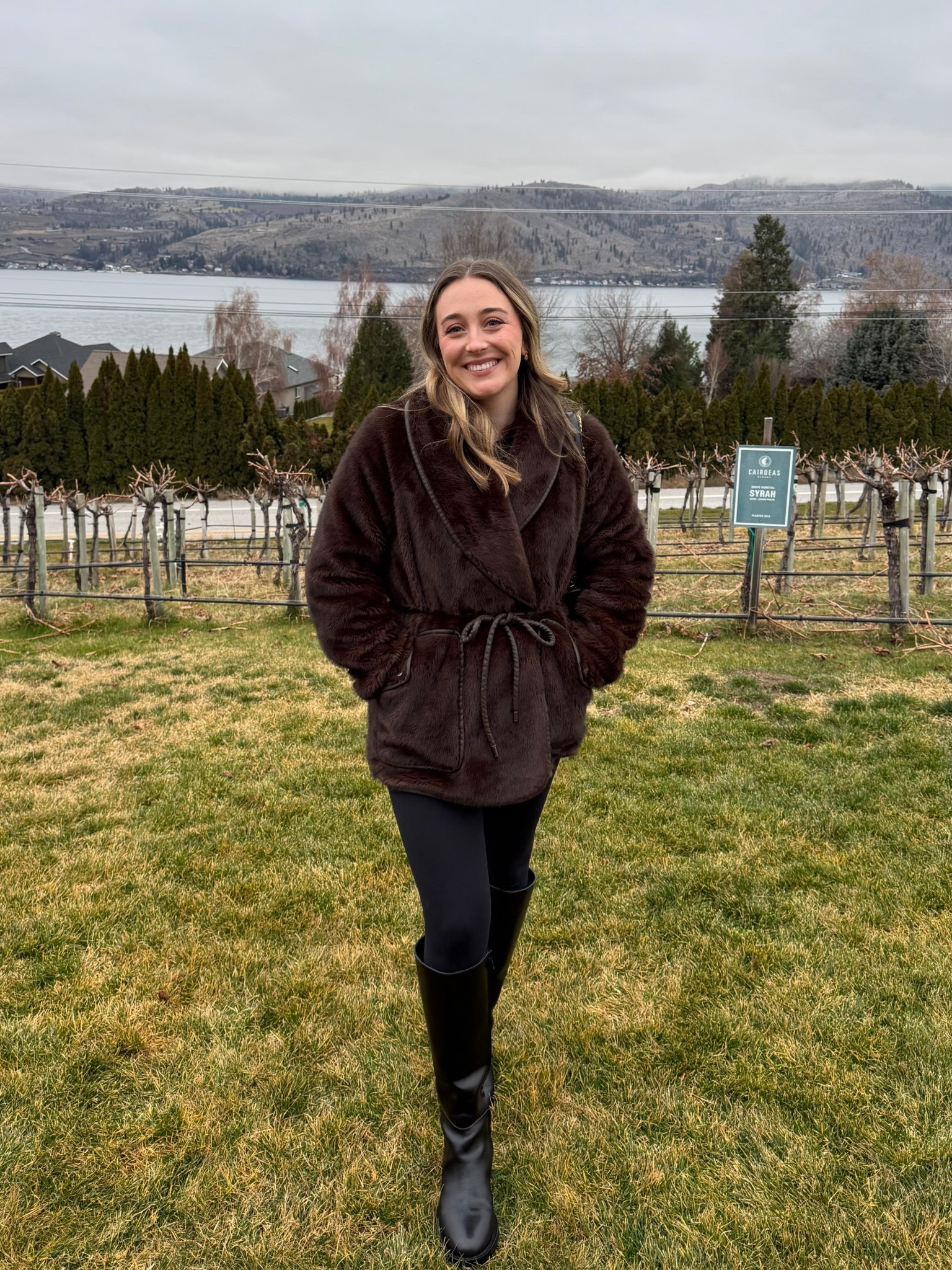 Cozy chic outfit for wine tasting!🍷 Wearing size s jacket, boots tts

fur jacket, brown faux fur jacket, winter outfit, winter coat, wine tasting outfits, riding boots outfit, chic outfits, apres ski outfit, outfit inspo, ootd

#LTKPetite #LTKootd #LTKSeasonal