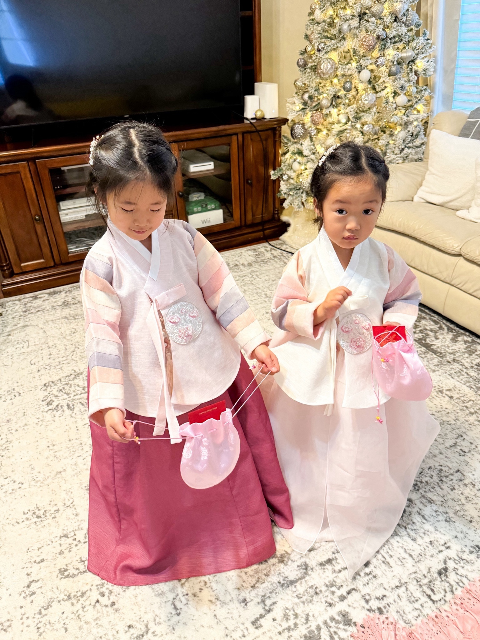 Happy lunar new year! My girls are really loving their Korean traditional dresses (called hanbok) this year! I also got new hanboks for the whole family and enjoyed teaching my girls a little bit about their family’s cultural customs