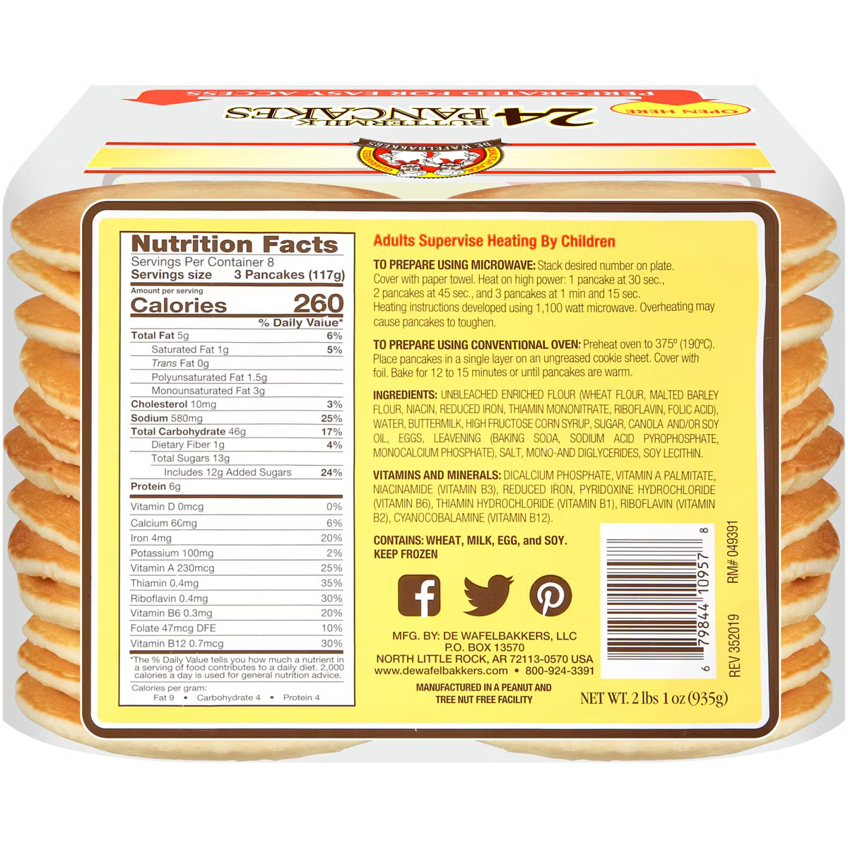 De Wafelbakkers Frozen Buttermilk Pancakes - 33.02oz/24pk | Target