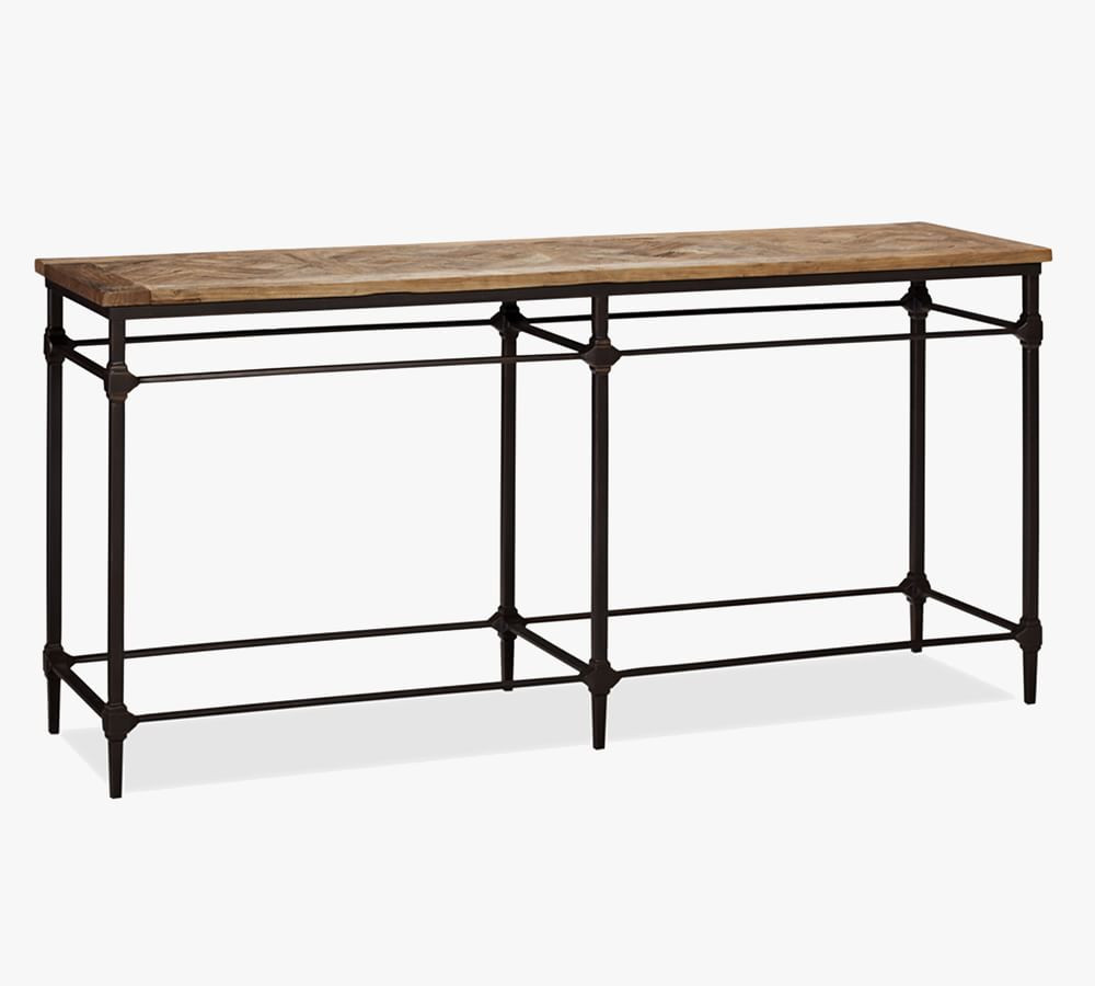 Parquet 71&amp;quot; Reclaimed Wood &amp;amp; Metal Console Table | Pottery Barn (US)