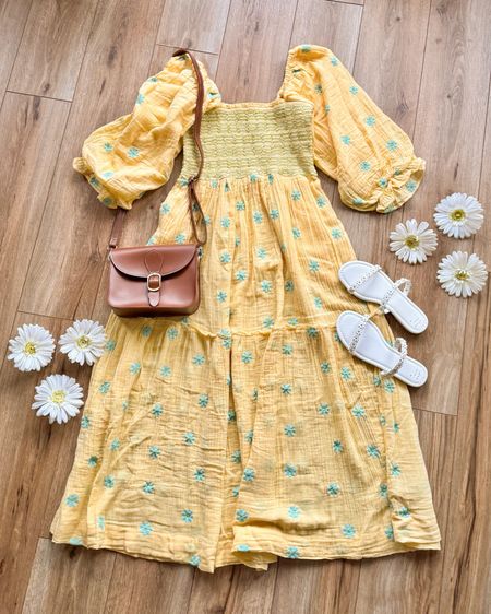 Yellow dress. Spring dress. Spring shoes. Spring sandals. Sandals. 

#LTKSeasonal #LTKshoecrush #LTKbump