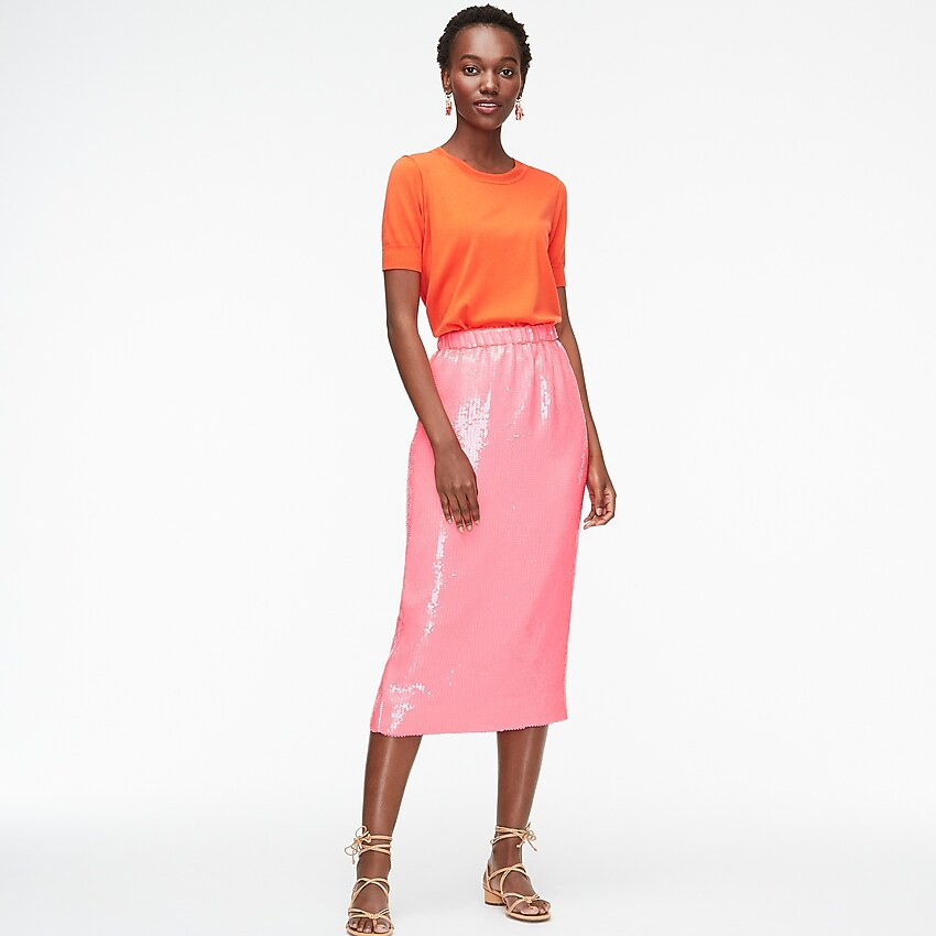 Pull-on midi skirt in allover sequins | J. Crew US