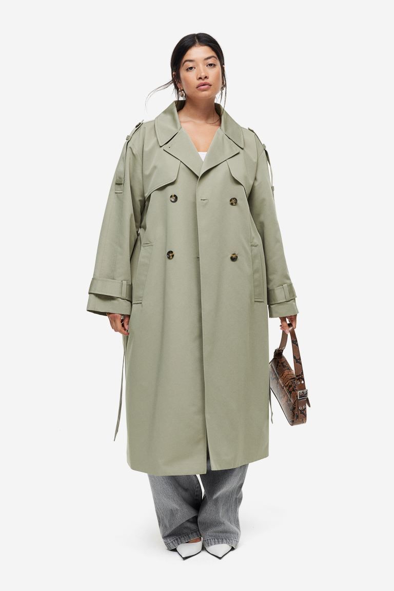 Double-breasted trenchcoat - Khaki green - Ladies | H&M US | H&M (US + CA)