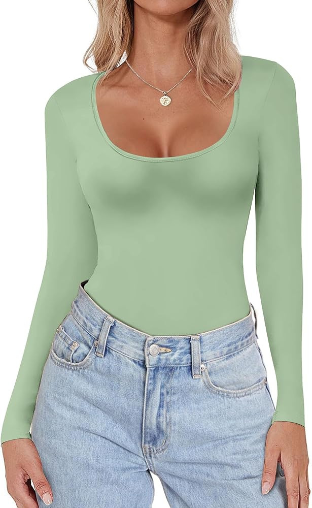 Ekouaer Women Long Sleeve Shirt Scoop Neck Tops Slim Fit Basic Top Thermal Undershirts Base Layer... | Amazon (US)