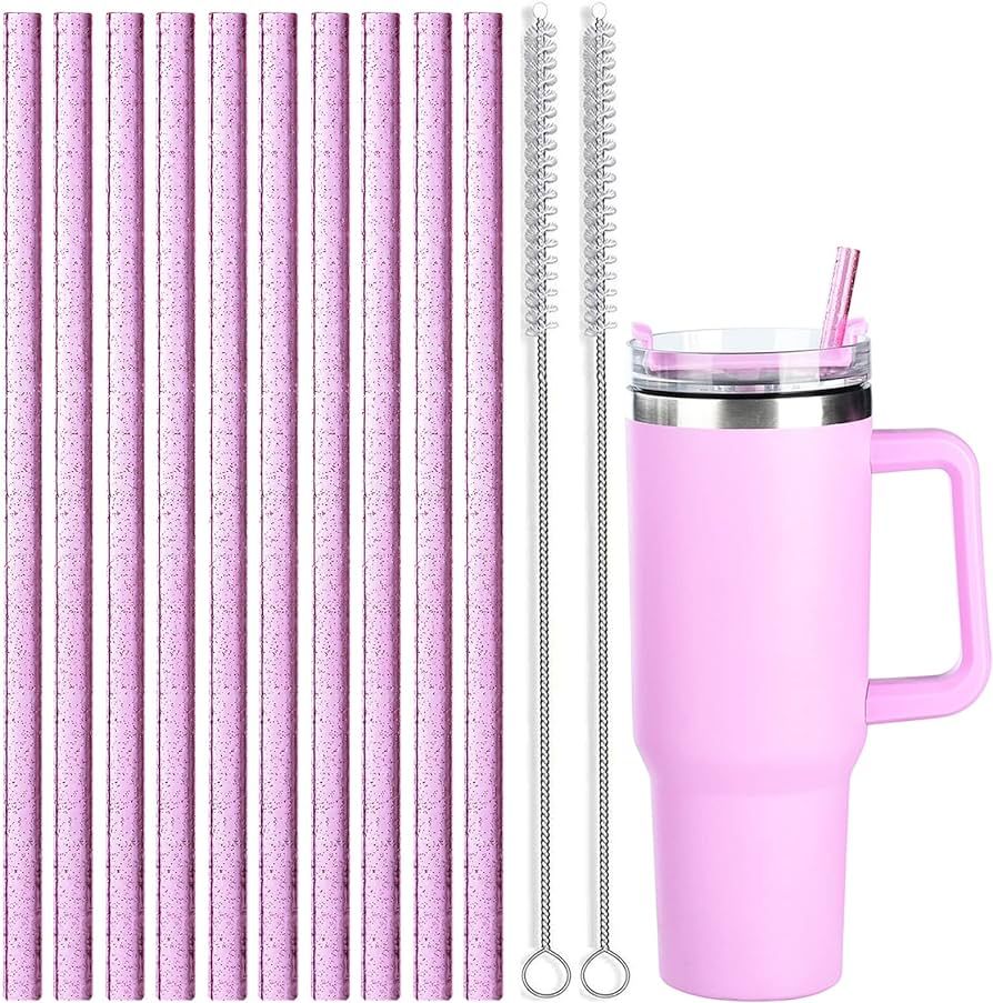 ALINK 10 Pack Pink Replacement Straws for Stanley 40 oz 30 oz Tumbler, 12 in Long Reusable Plasti... | Amazon (US)