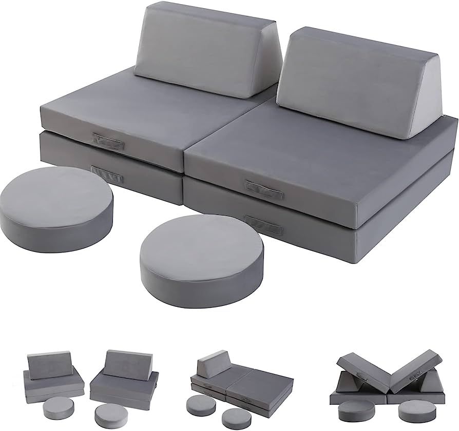 MeMoreCool Kids Couch Sofa Modular Toddler Couch for Bedroom Playroom, 8-Piece Fold Out Couch Pla... | Amazon (US)