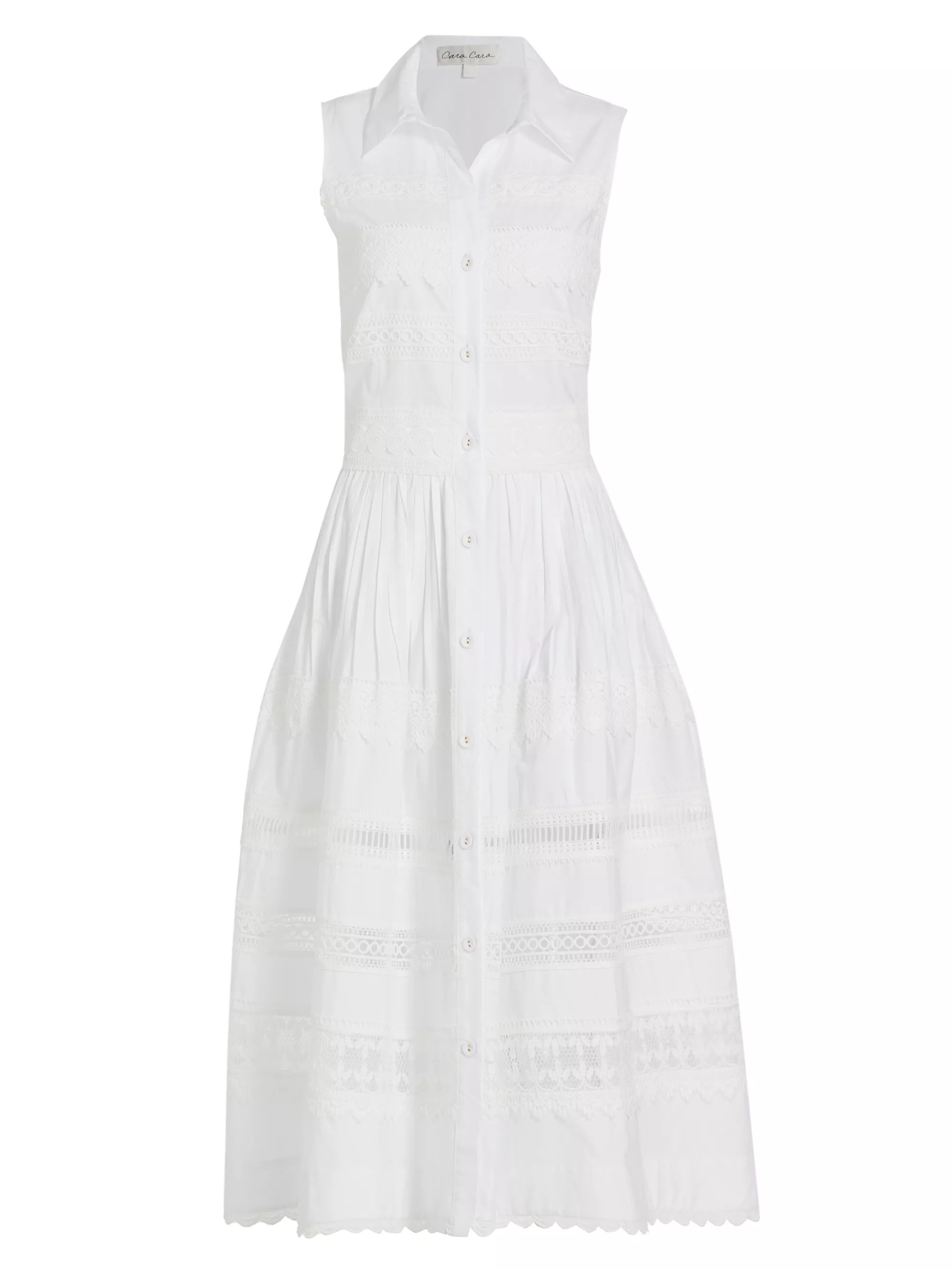 Cara CaraCarnation Lace-Embellished Cotton Midi-Dress | Saks Fifth Avenue