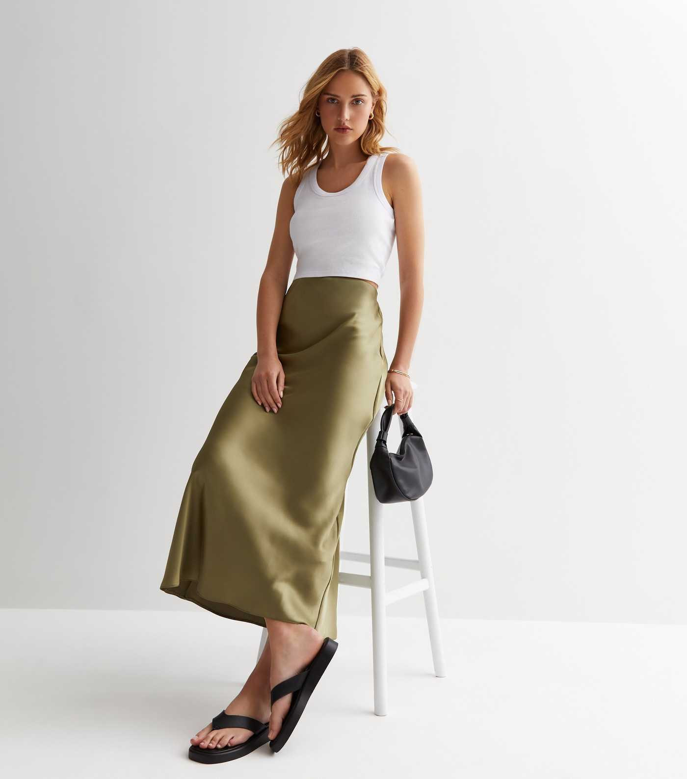 Olive Satin Bias Cut Midi Skirt
						
						Add to Saved Items
						Remove from Saved Items | New Look (UK)