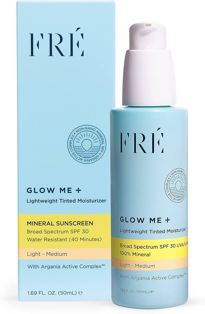 Tinted Mineral Sunscreen with Non-Nano Zinc Oxide, SPF 30 Face Moisturizer, GLOW ME by FRE Skinca... | Amazon (US)