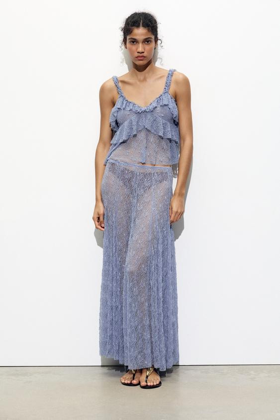 LACE RUFFLE TOP | Zara US