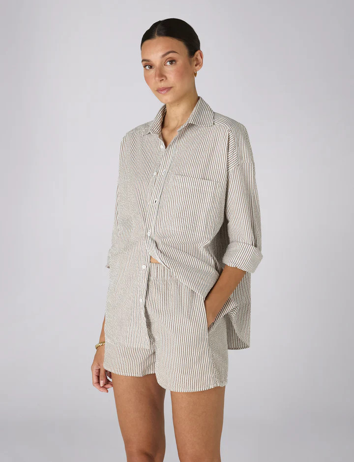 The Weekend: Seersucker, Pale Pink and Mocha Multi Stripe | With Nothing Underneath