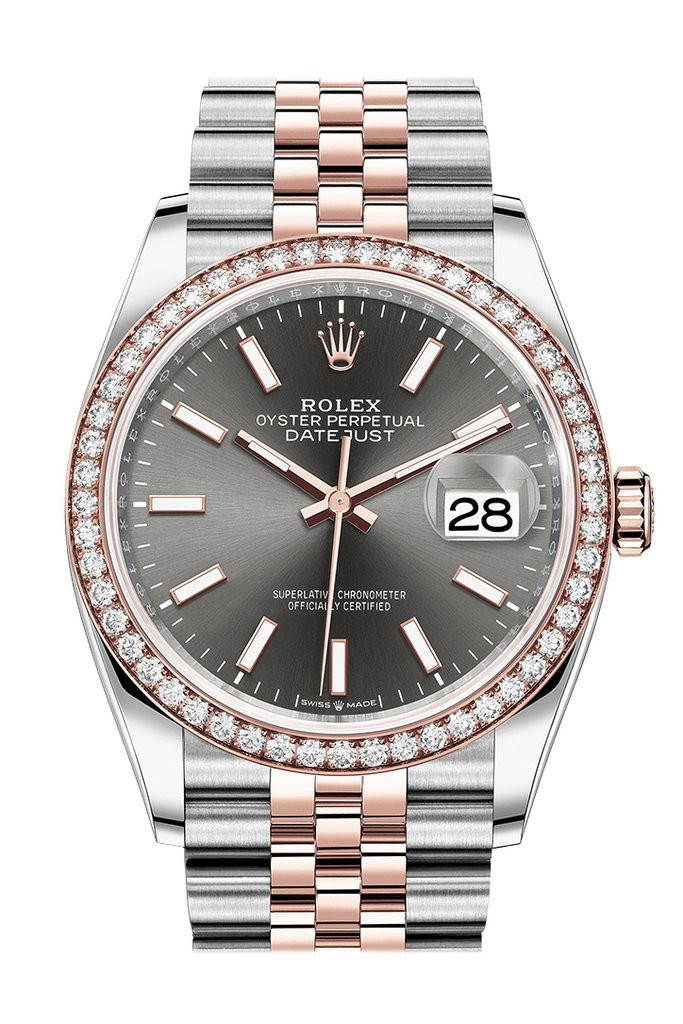 Rolex Datejust 36 Dark Rhodium Dial Mens Steel and 18k Everose Gold Jubilee Watch 126281RSJ | Jomashop.com & JomaDeals.com