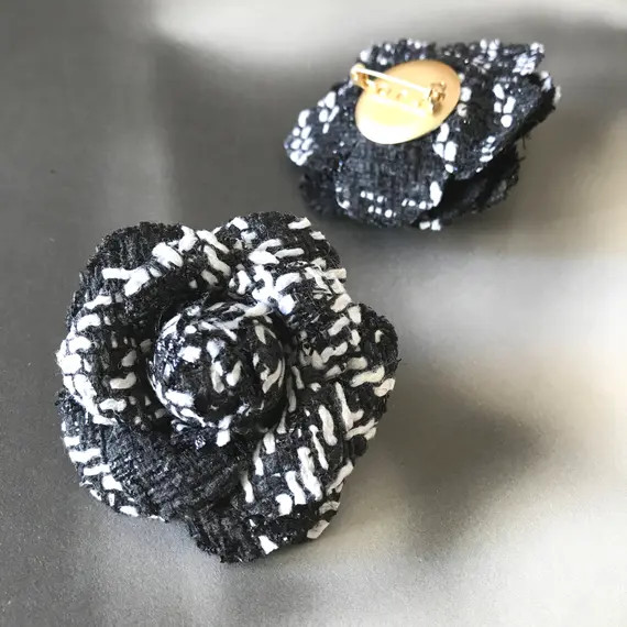 Black and White Flower Brooch Camellia Brooch Pin 2-way Brooch | Etsy | Etsy (US)