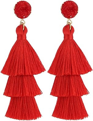 LEGITTA Tassel Earrings Layered Tiered Linear Drop Fashion Trending Earrings | Amazon (US)