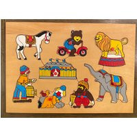 Vintage Circus Theme 8-Piece Wooden Peg Puzzle | Etsy (US)