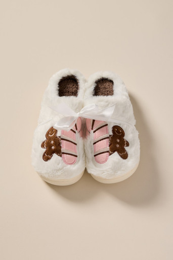 Gingerbread Candycane Fuzzy Slippers | Francesca's