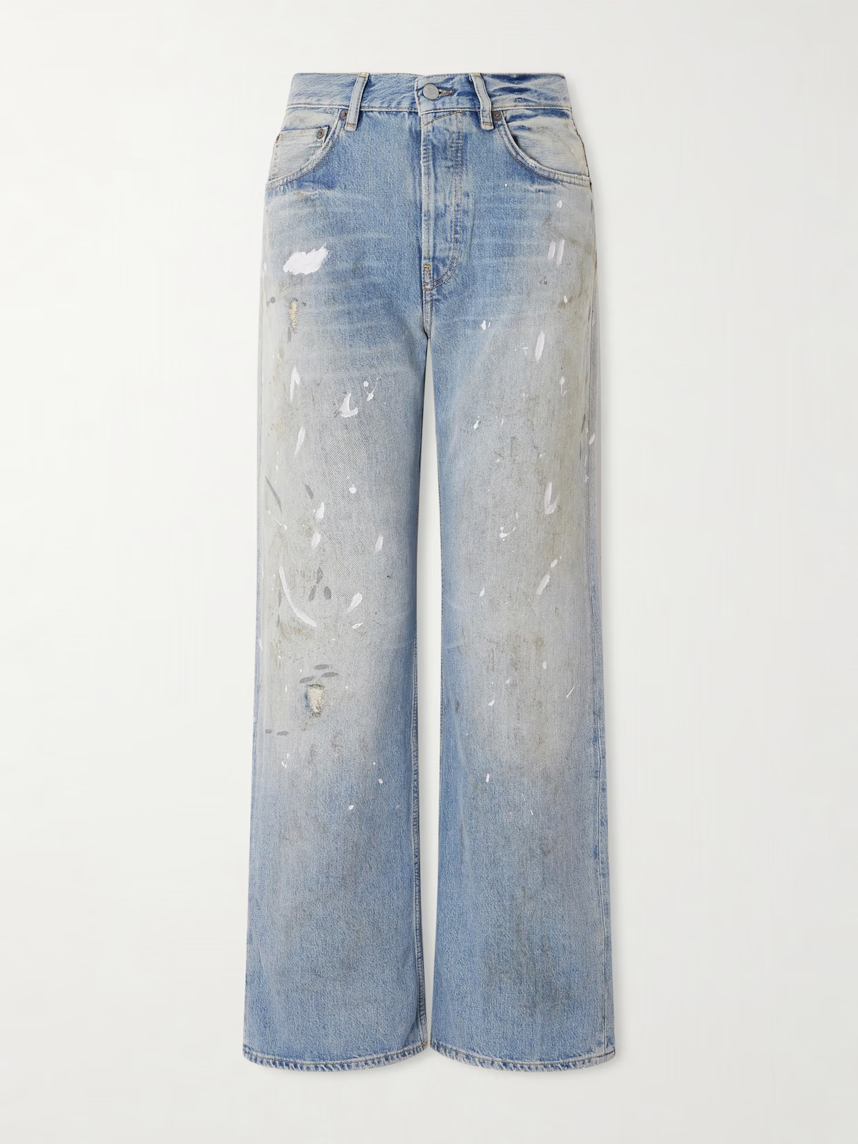Acne Studios - 2021 Distressed Mid-rise Straight-leg Jeans - Blue | NET-A-PORTER (US)
