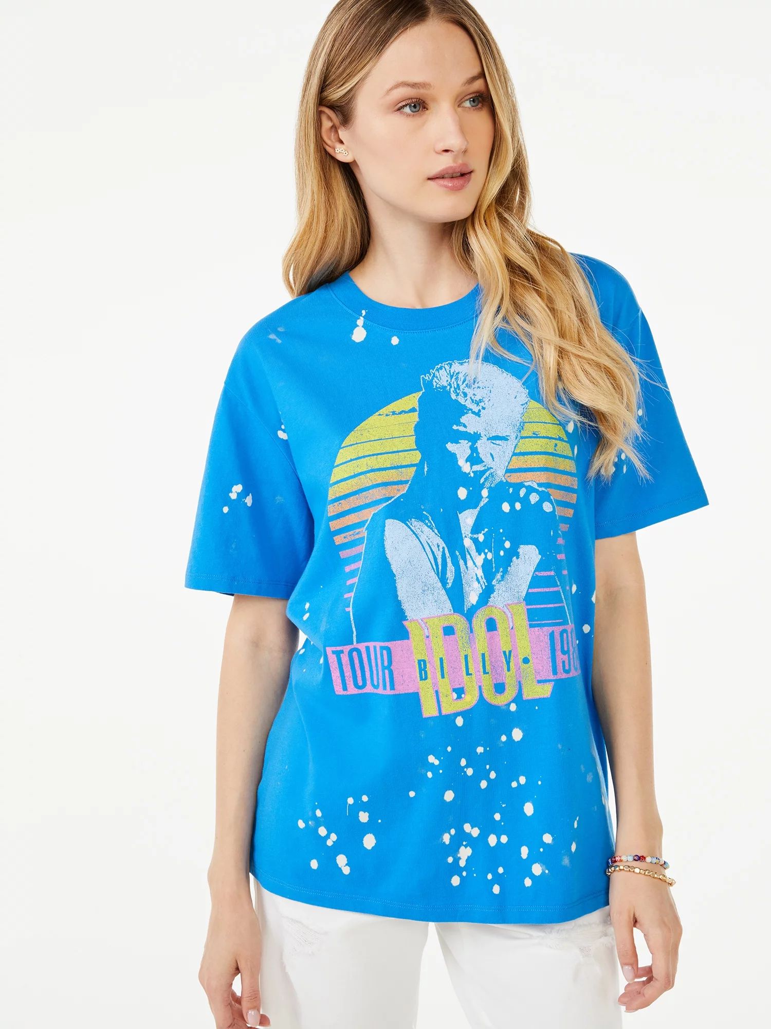 Scoop Women's Billy Idol Tour Graphic Short Sleeve T-Shirt - Walmart.com | Walmart (US)