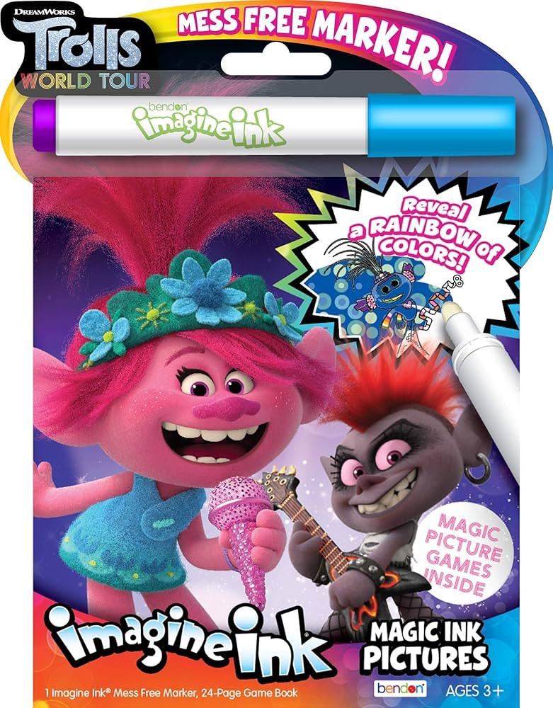 Trolls World Tour 24-Page Color Activity Book Imagine Ink Magic Pictures with Marker 47353 | Amazon (US)
