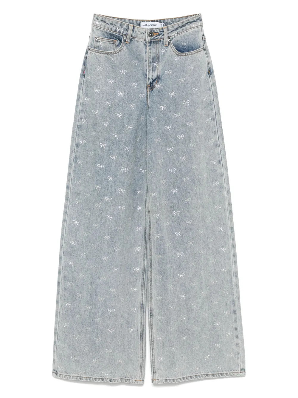 Self-Portrait bow-embellished jeans - Blue | Farfetch Global