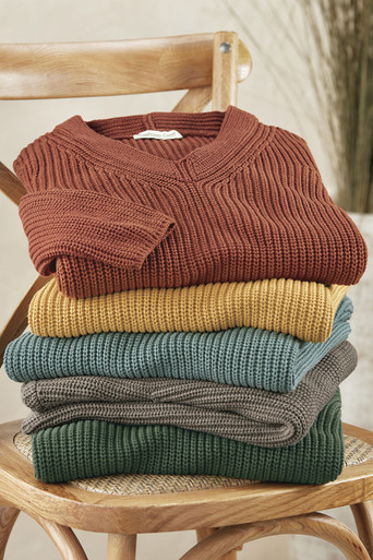 Shaker V-Neck Sweater | Coldwater Creek