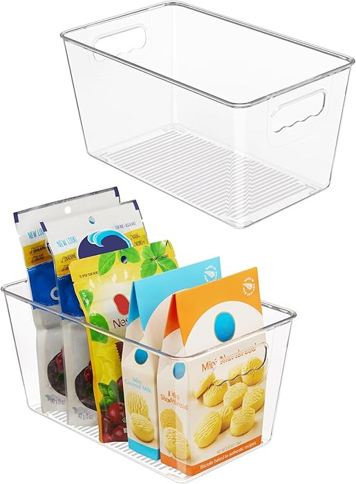 Vtopmart Clear Plastic Storage Bins, 2 PCS Pantry Organizer Bins with Handle for Refrigerator, Fr... | Amazon (US)