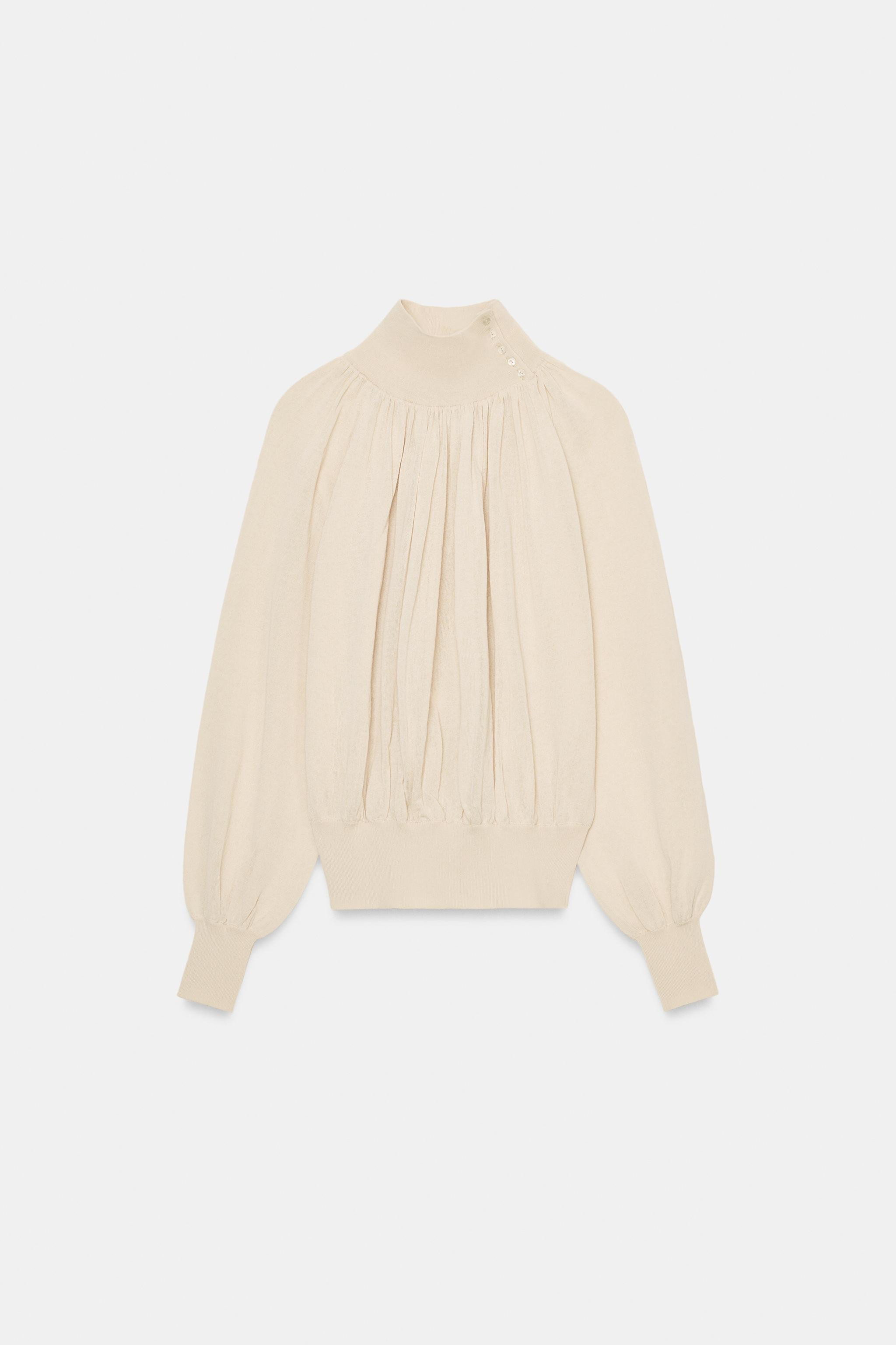 COMBINATION KNIT FLOWY BLOUSE | Zara US