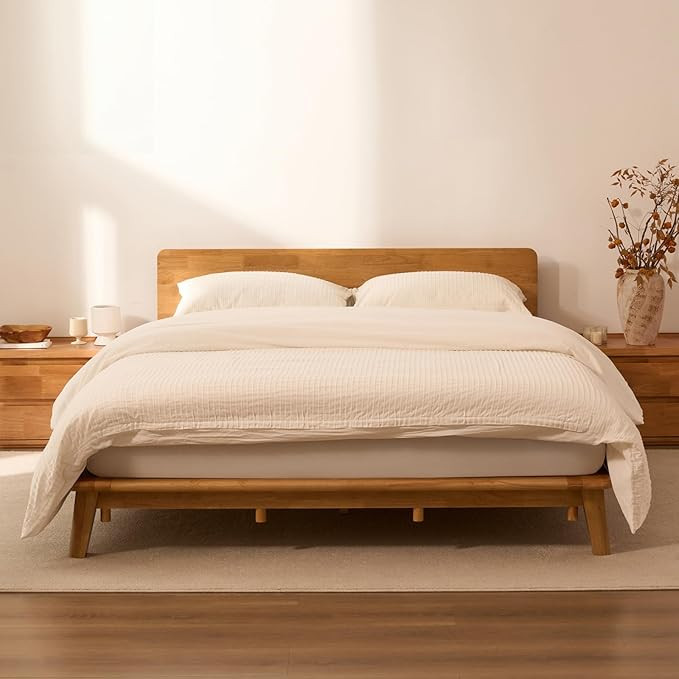 FLEXISPOT Hako G1 1500Ibs Solid Wood Platform Bed Frame King,Rubberwood,Tool-Free Fast Assembly,L... | Amazon (US)
