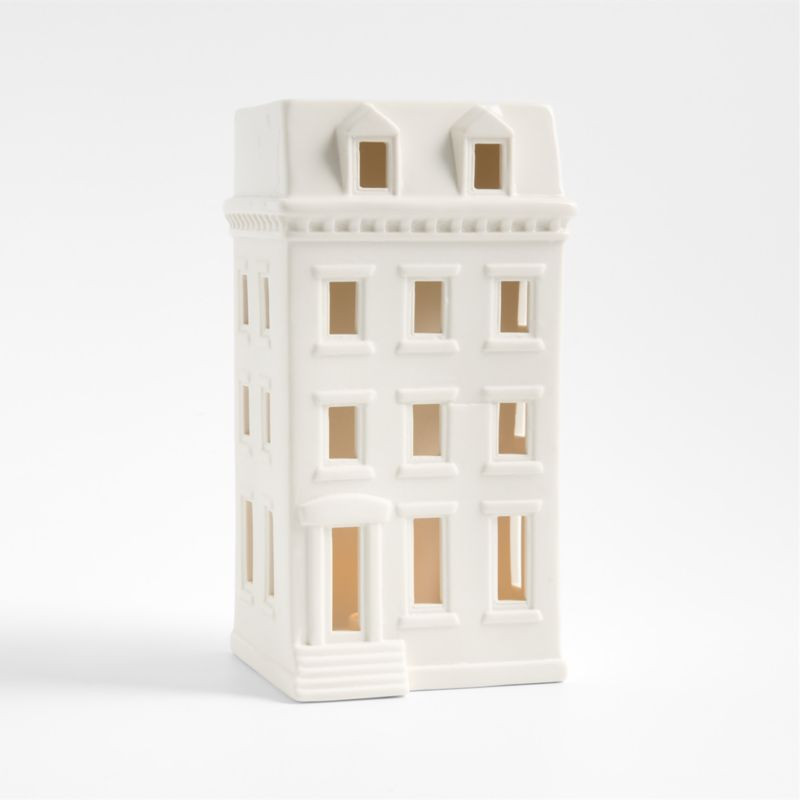 White Ceramic Holiday Federal Brownstone + Reviews | Crate & Barrel | Crate & Barrel