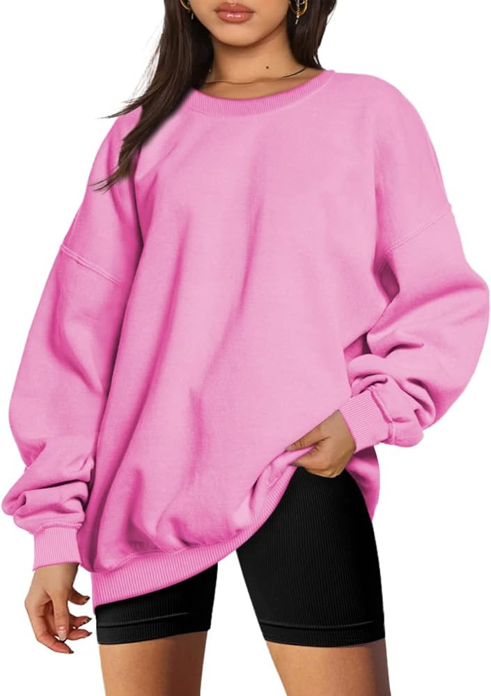 Trendy Queen Oversized Sweatshirts for Women Fleece Hoodies Crewneck Pullover Comfy Sweaters Clot... | Amazon (US)