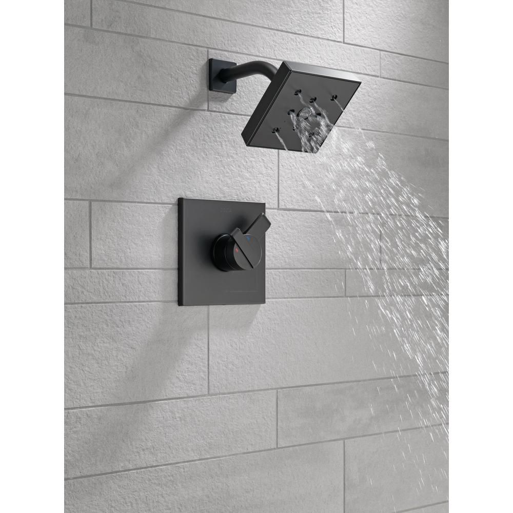 Ara 1-Handle Wall Mount Shower Trim Kit with H2Okinetic in Matte Black (Valve Not Included) | The Home Depot