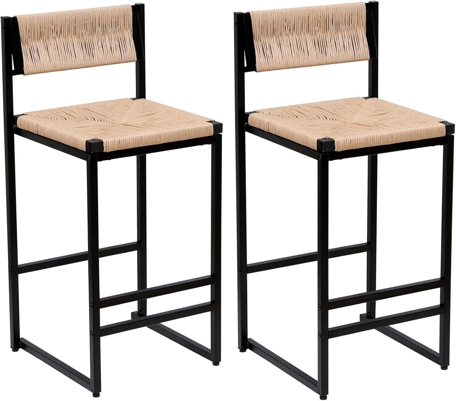 2 Sets Rattan Barstools Counter Height Bar Stools Boho Barstools Wood Saddle Stools Island Chairs... | Amazon (US)