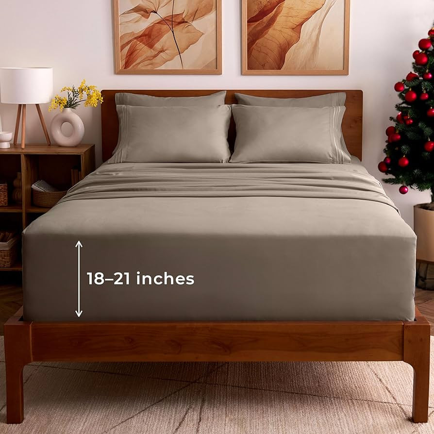 Mellanni Full Sheet Set - 6-Piece Iconic Collection Bedding, (Including 4 Pillowcases), 21-Inch E... | Amazon (US)