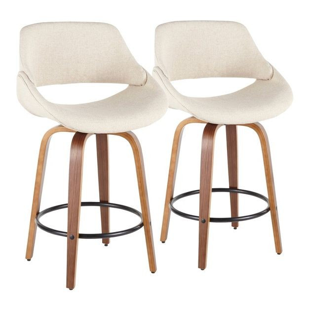 Set of 2 Fabrico Mid Century Modern Counter Height Barstool - LumiSource | Target