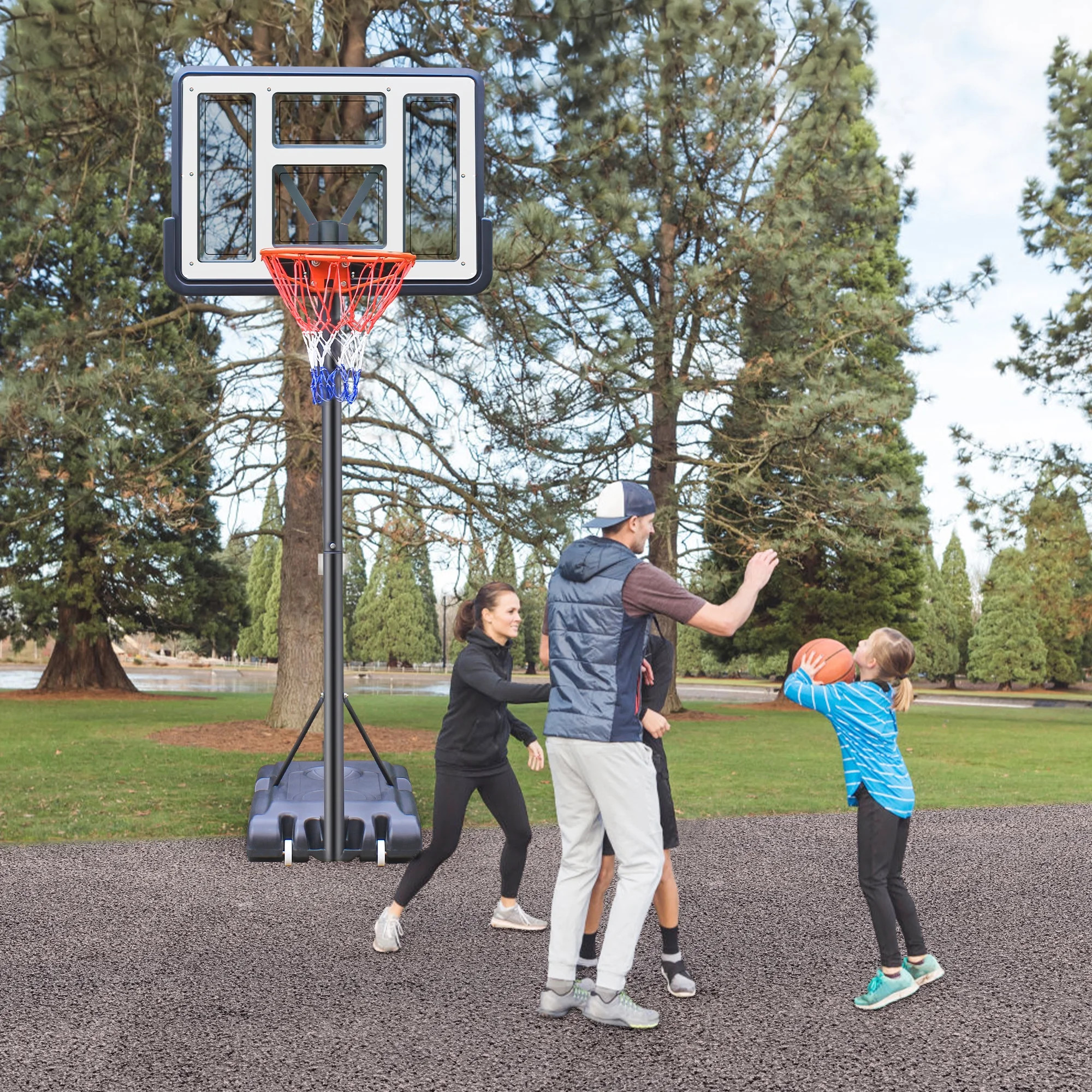 iFanze 44" Portable Basketball Hoop System, 4.4-10 ft Height Adjustable Basketball Goal System wi... | Walmart (US)