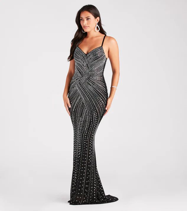 Josselyn Formal Rhinestone Slim Long Dress | Windsor Stores