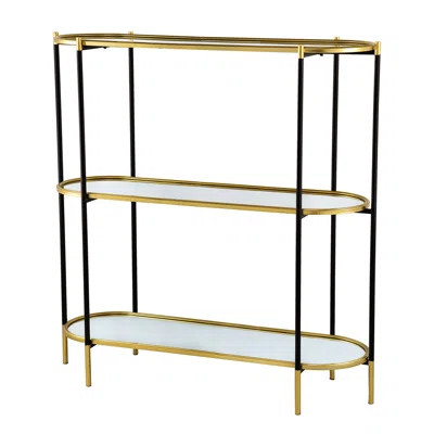 48.5X16.5X50" Metal Console Table, 3 With Black Gold Mirror Shelf, Classic Style Luxury 48.5X16.5X50", Mirrored Modern Beauty | Wayfair North America
