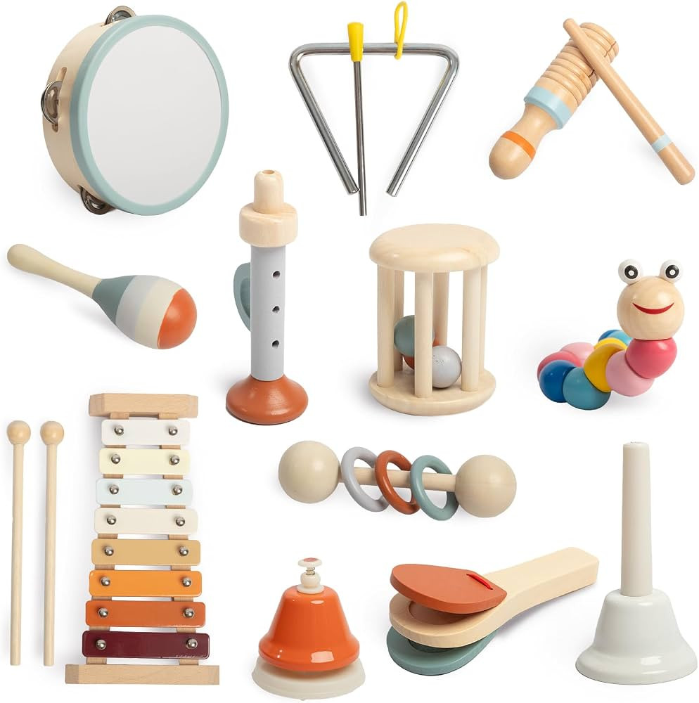 Toddler Musical Instruments Set, Montessori Baby Wooden Toys for Toddlers 1-3, Percussion Instrum... | Amazon (US)