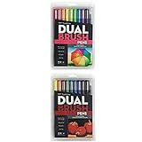 Tombow Dual Brush Pen Art Markers, Bright, 10-Pack Plus Dual Brush Pen Art Markers, Primary, 10-Pack | Amazon (US)