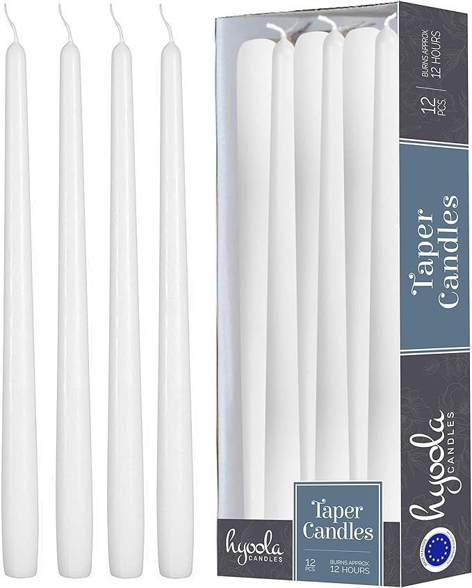 Hyoola 12 Pack Tall Taper Candles - 14 Inch White Dripless, Unscented Dinner Candle - Paraffin Wa... | Amazon (US)