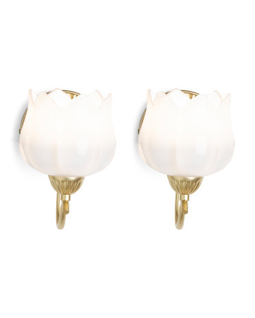 2pk 8.5x4x7 Glass Tulip Rechargeable Wall Sconces | TJ Maxx
