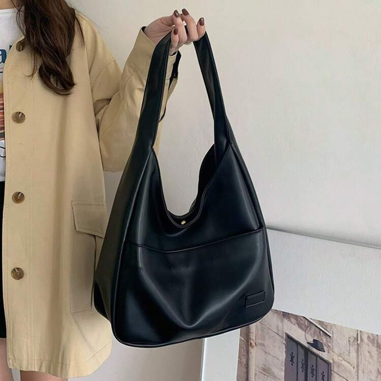 Leather Tote Bag, Vegan Leather Shoulder Hand Bag ,Purse Tote Bags, Large Soft Shoulder Bag | SHEIN