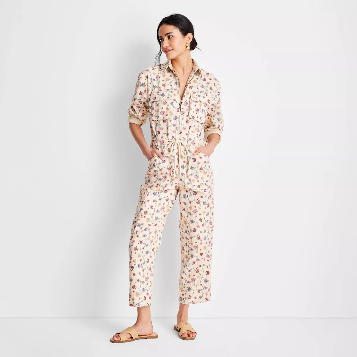 Women's Floral Print Long Sleeve Zip-Front Boilersuit - Future Collective™ with Jenny K. Lopez | Target
