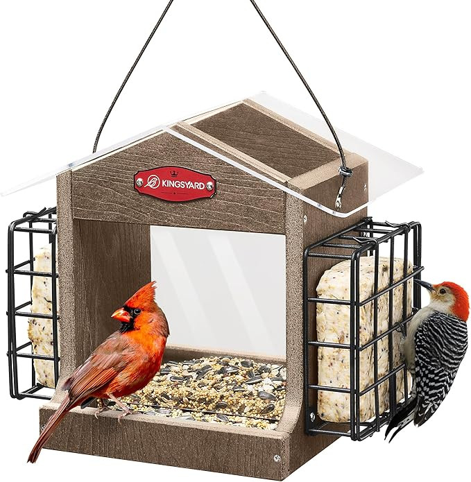 Kingsyard Bird Feeder for Outdoor Hanging - Recycled Plastic Double Suet Cages Wild Bird Feeder w... | Amazon (US)