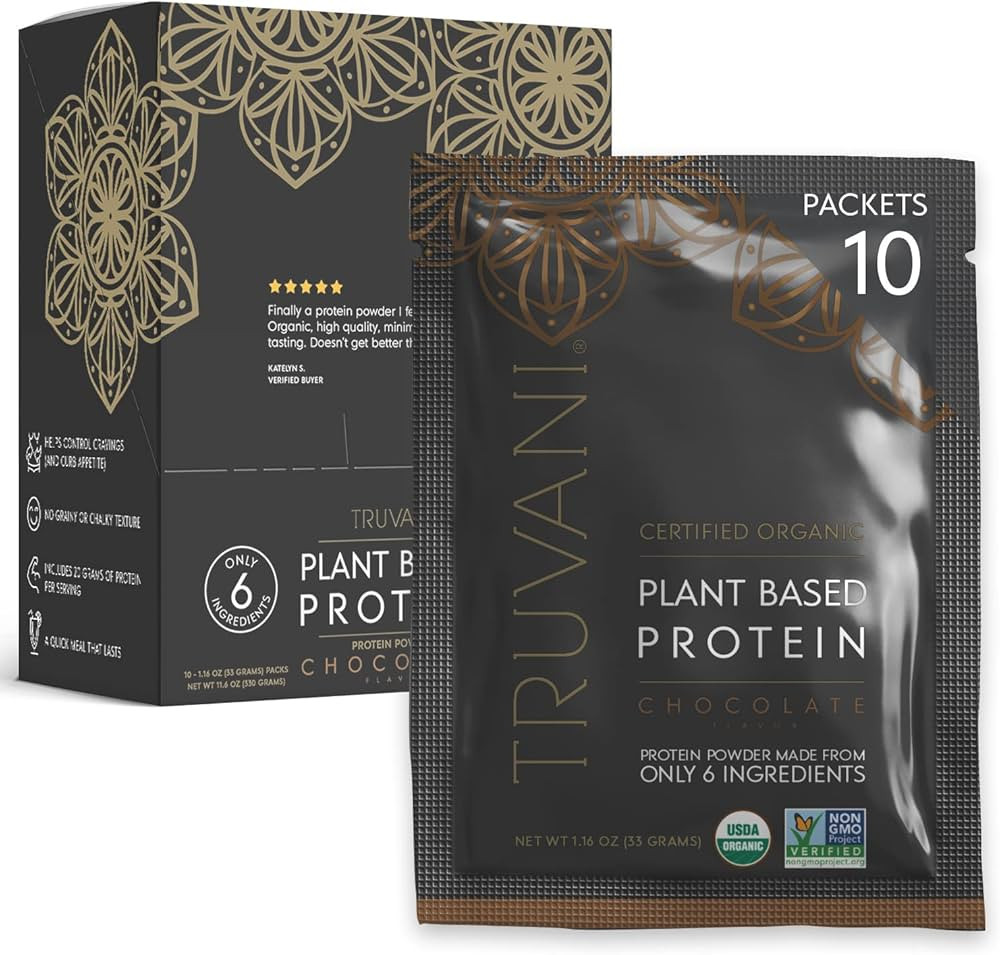 Truvani Organic Vegan Protein Powder Chocolate - 20g of Plant Based Protein, Organic Protein Powd... | Amazon (US)