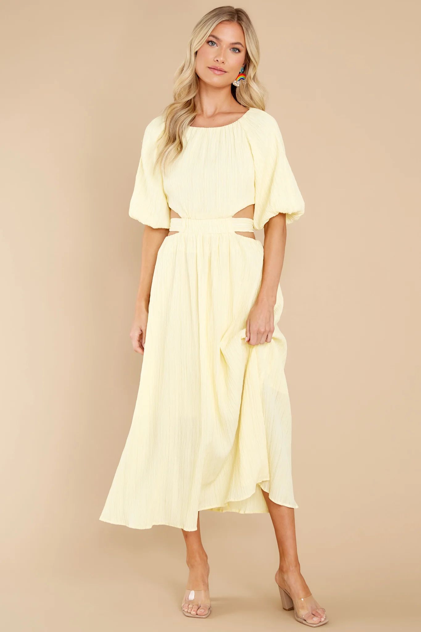 Hold My Hand Pastel Yellow Maxi Dress | Red Dress 